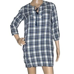 Madewell casual plaid 3/4 sleeve mini dress XS